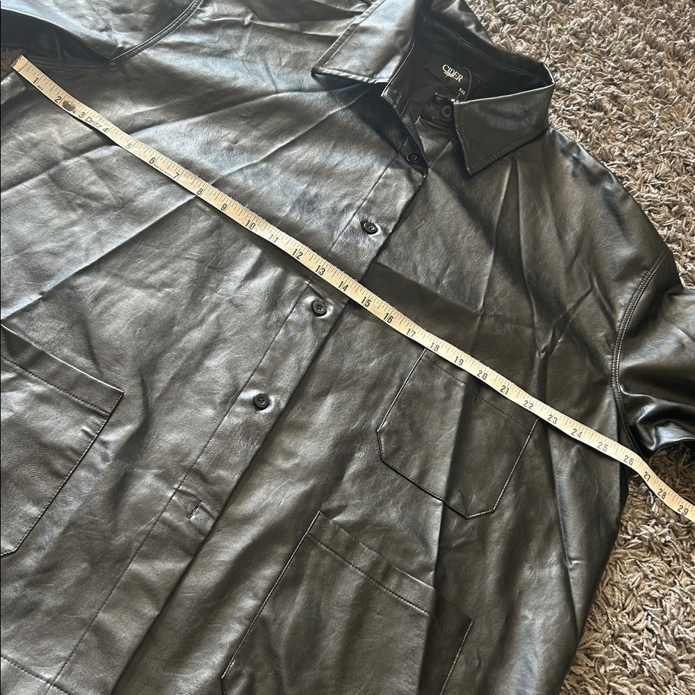NWT Cider Black Oversized Faux Leather Blazer Jacket Size XL - Picture 10 of 12